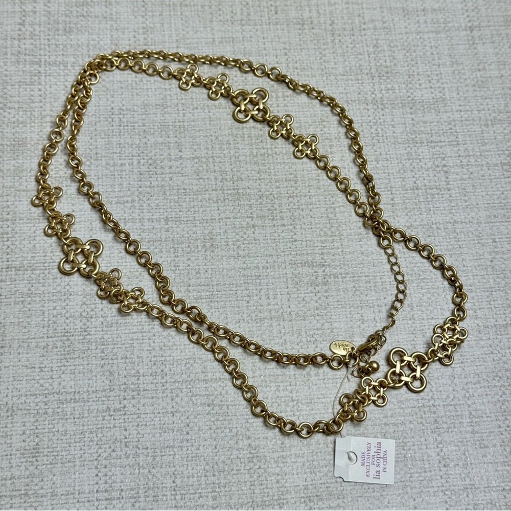 Lia Sophia Four Tet Matte Gold Neckace